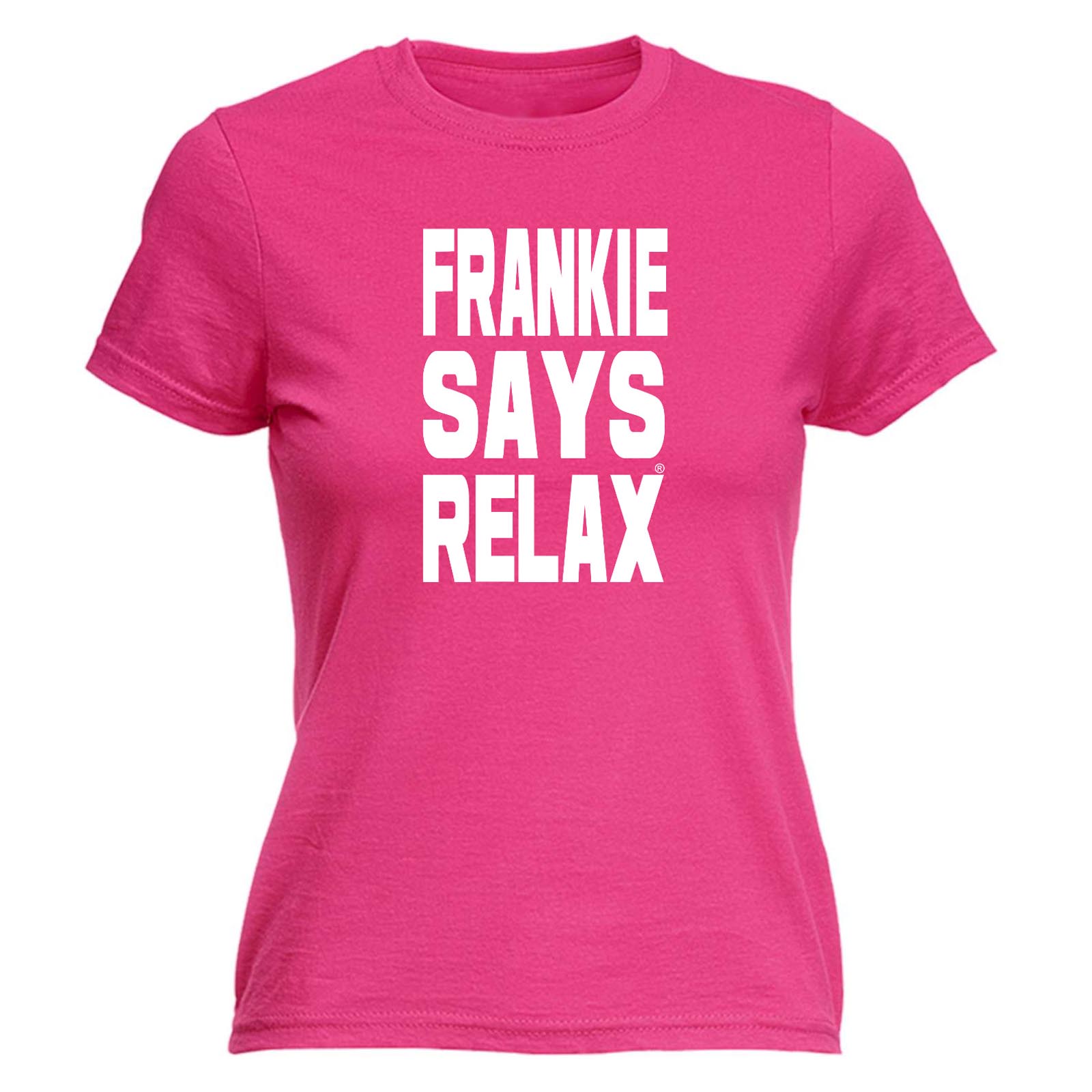 Funny Novelty Tops T-Shirt Womens tee TShirt Solid White Frankie Says Relax 